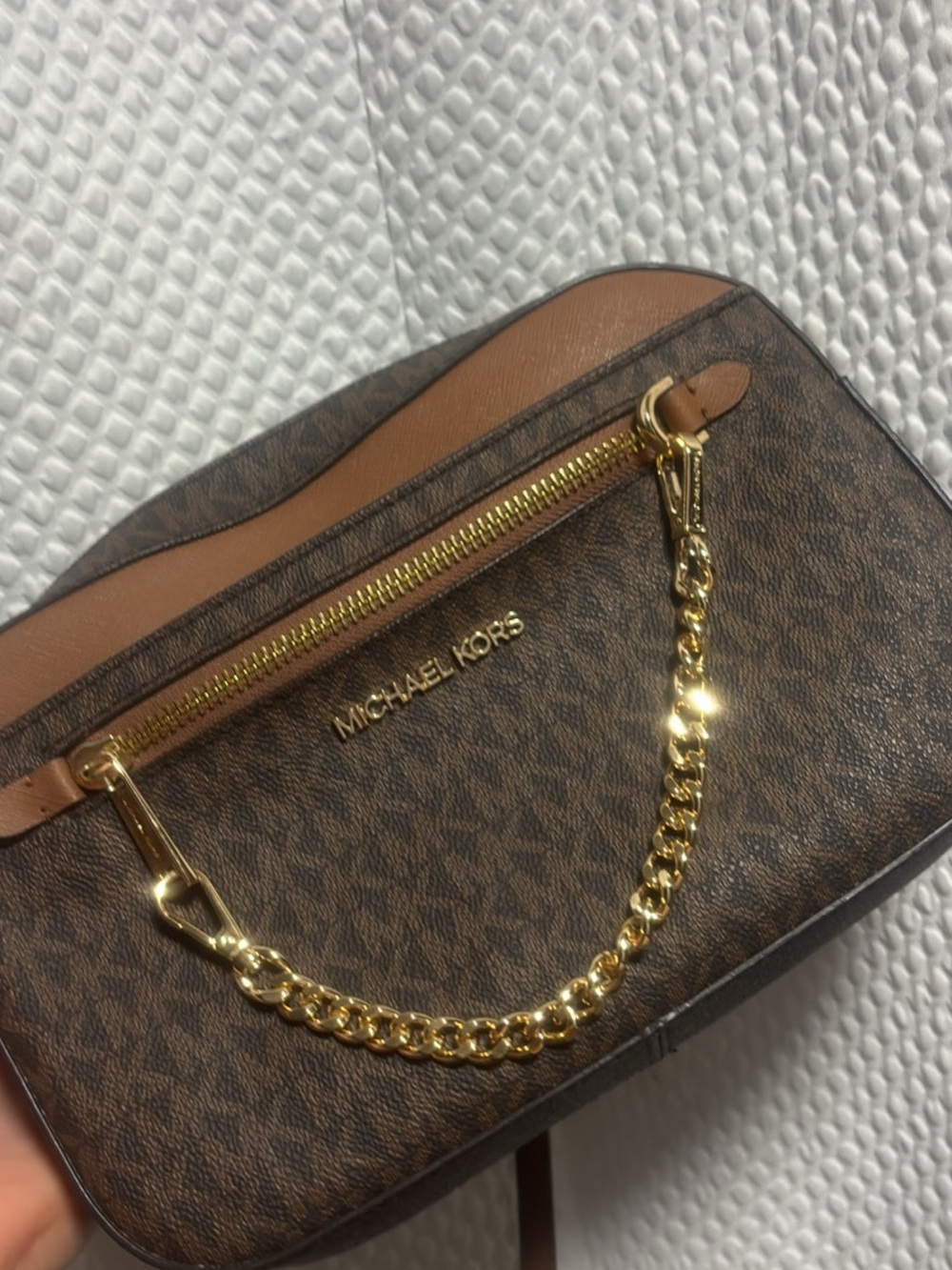 Michael Kors Brown Signature Chain Crossbody